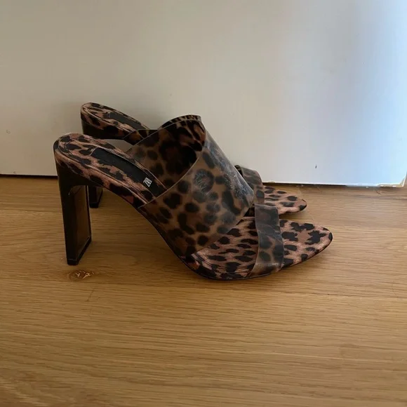 Zara Leopard Print Slide Sandals - Brown & Black - Picture 3 of 4